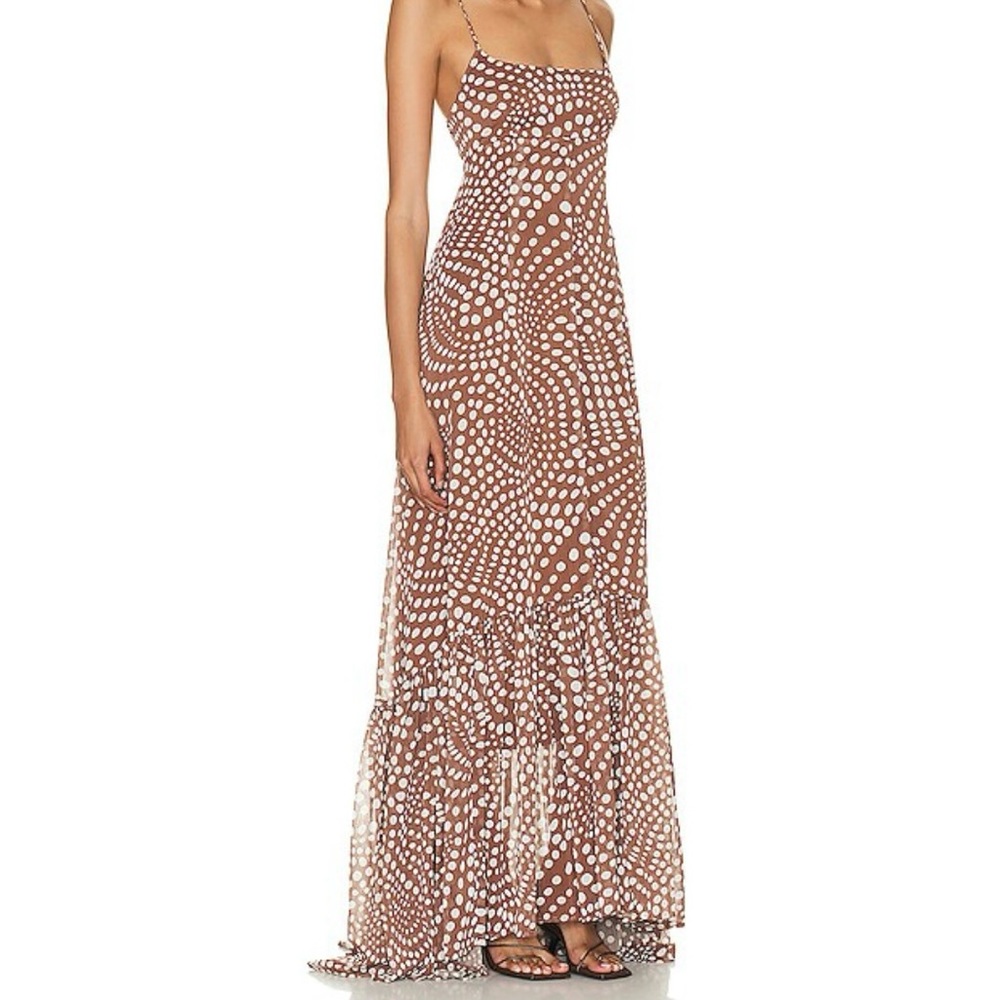 STAUD Florence Maxi Dress in Clove Wavy Dot NWT